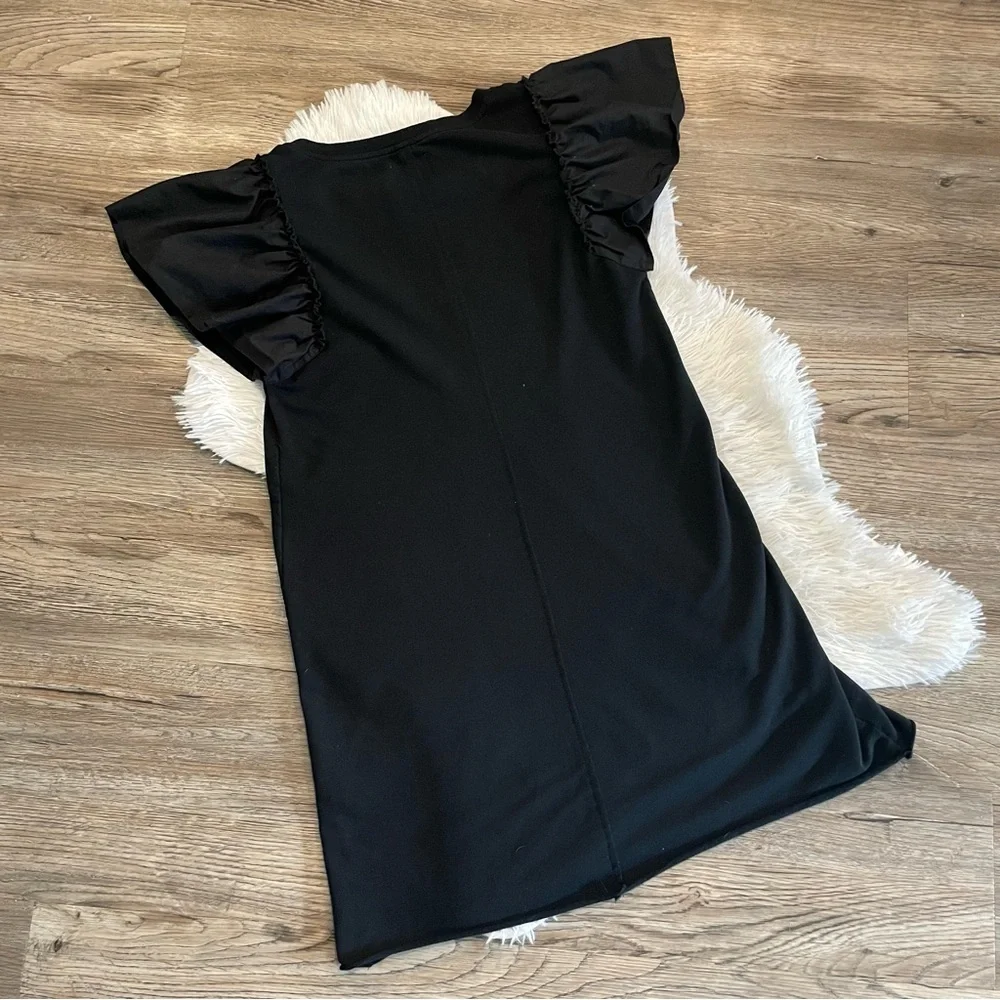 Sundays Chloe Ruffle Sleeve Mini Dress 2 Black LBD Preppy Nordstrom